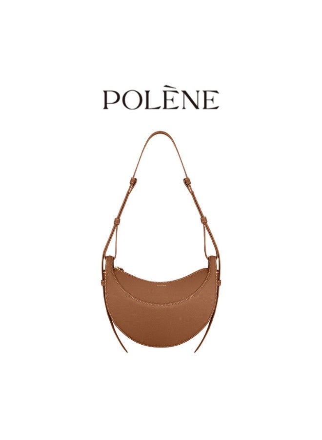 POLENE حقيبة بولين كريسنت لكاميرا الكتف الفردية - نمط الليتشي لون الجمل - Image 1