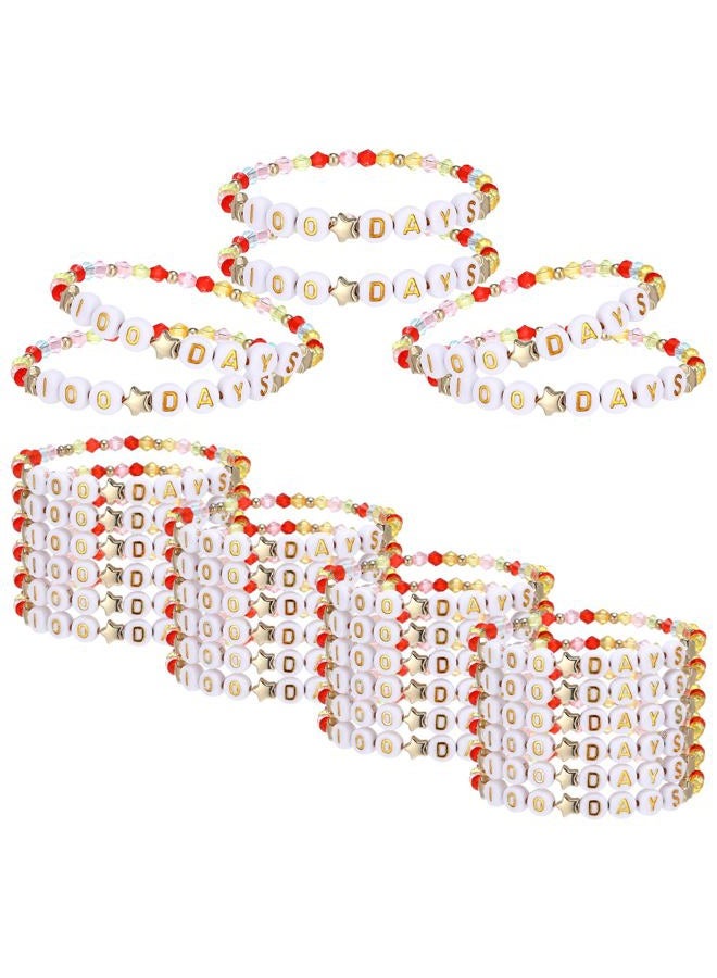 Landical 36 Pcs Happy 100th Day of School Bracelets Colorful Friendship Beads Bracelet for Boy Girl Kids Cute 100th Day Gifts for School Supply Decor Student Rewards(Acrylic,Rhombus,Rainbow Gold) - Image 1