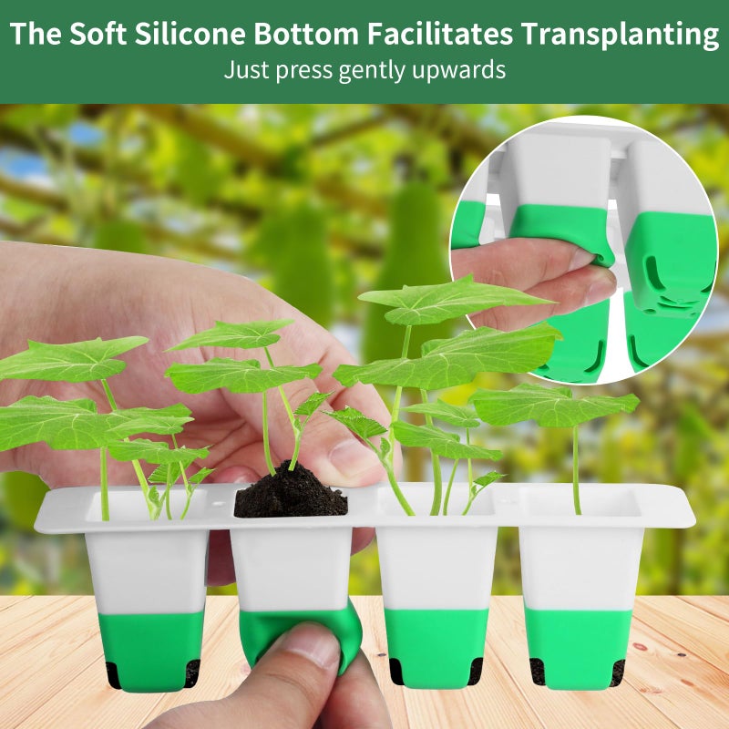 Sondiko Seed Starter Tray with Soft Silicone Cells, 80 Cells Seedling Trays Seed Startering Kit, 4 Pack Plant Starter Trays with Humidity Dome, Base Mini Greenhouse Germination Kit - Image 2