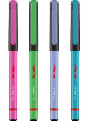 Rotring Fineliner Fine Felt Tip Pen 4 Pack Vibrant Colors  - Image 2