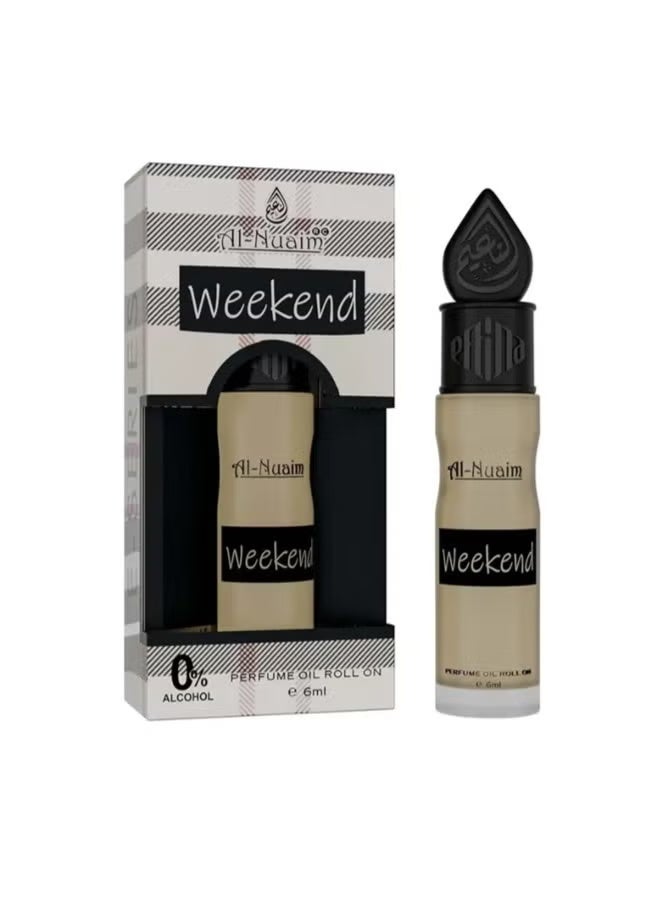 أل نواعم عطر النعيم ويك إند رول أون 6 مل | زيت عطري مركز للجنسين خالٍ من الكحول | عطر يدوم طويلاً برائحة منعشة وخشبية وحمضية للرجال والنساء | حجم مناسب للجيب - Image 1