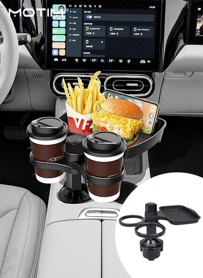 موتيم صينية سيارة قابلة للدوران 360 درجة قابلة للتدوير في السيارة، حامل للهاتف والمشروبات، صينية متعددة الوظائف لحامل الأكواب، صينية حامل الهاتف الخلوي، صينية موسعة لحامل الأكواب، حافظ على تنظيمك، مثالية لتناول الطعام والعمل والترفيه والسفر - Image 1