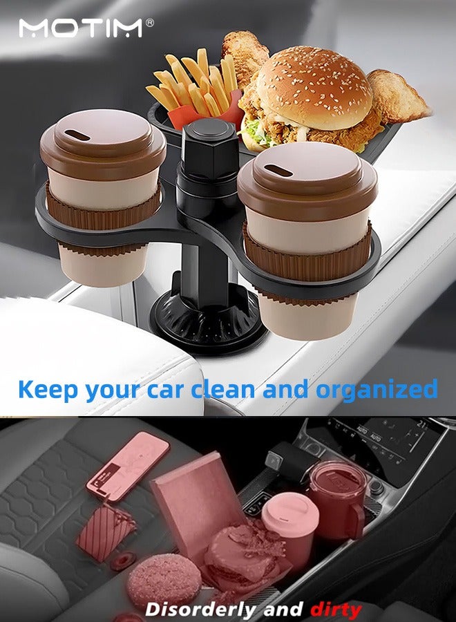 موتيم صينية سيارة قابلة للدوران 360 درجة قابلة للتدوير في السيارة، حامل للهاتف والمشروبات، صينية متعددة الوظائف لحامل الأكواب، صينية حامل الهاتف الخلوي، صينية موسعة لحامل الأكواب، حافظ على تنظيمك، مثالية لتناول الطعام والعمل والترفيه والسفر - Image 3