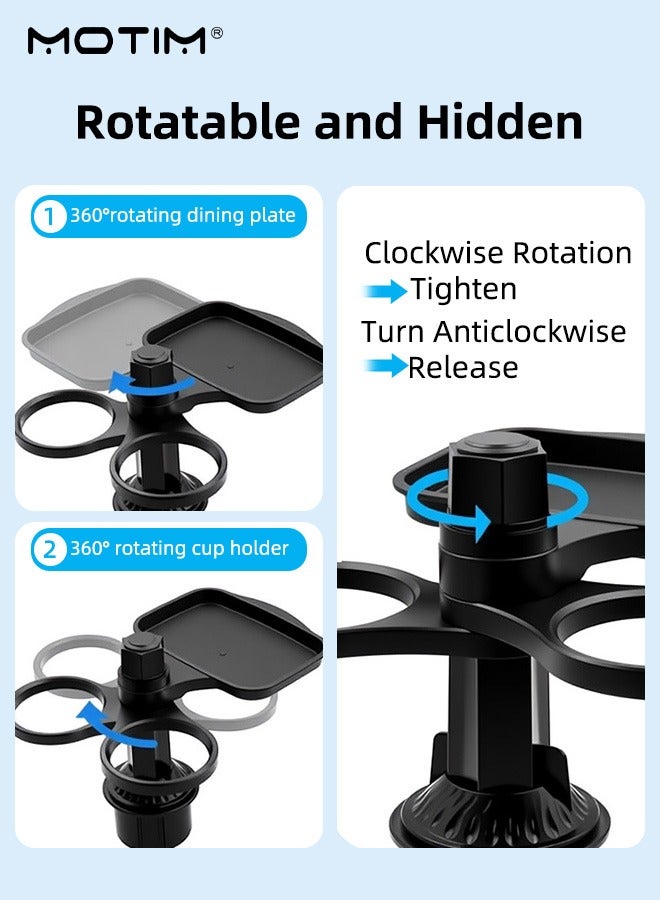 موتيم صينية سيارة قابلة للدوران 360 درجة قابلة للتدوير في السيارة، حامل للهاتف والمشروبات، صينية متعددة الوظائف لحامل الأكواب، صينية حامل الهاتف الخلوي، صينية موسعة لحامل الأكواب، حافظ على تنظيمك، مثالية لتناول الطعام والعمل والترفيه والسفر - Image 5
