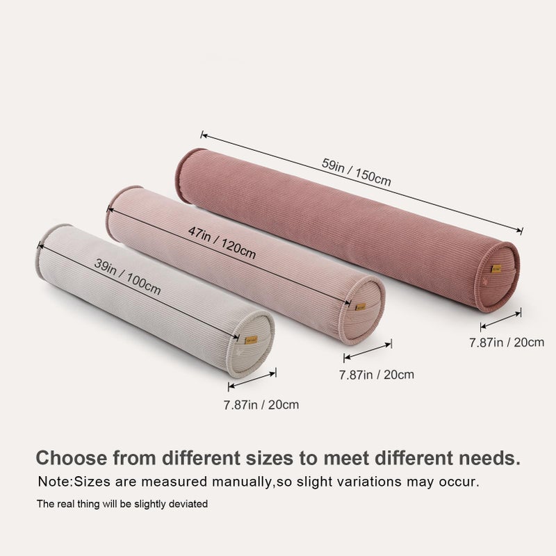 Ailuteie Cuddle Pillow â€“ Corduroy Long Body Pillow for Adults, Cozy Bolster Pillow for Bed, Soft & Supportive for Relaxing Sleep,59 x 7.87 Inches,Pink - Image 2