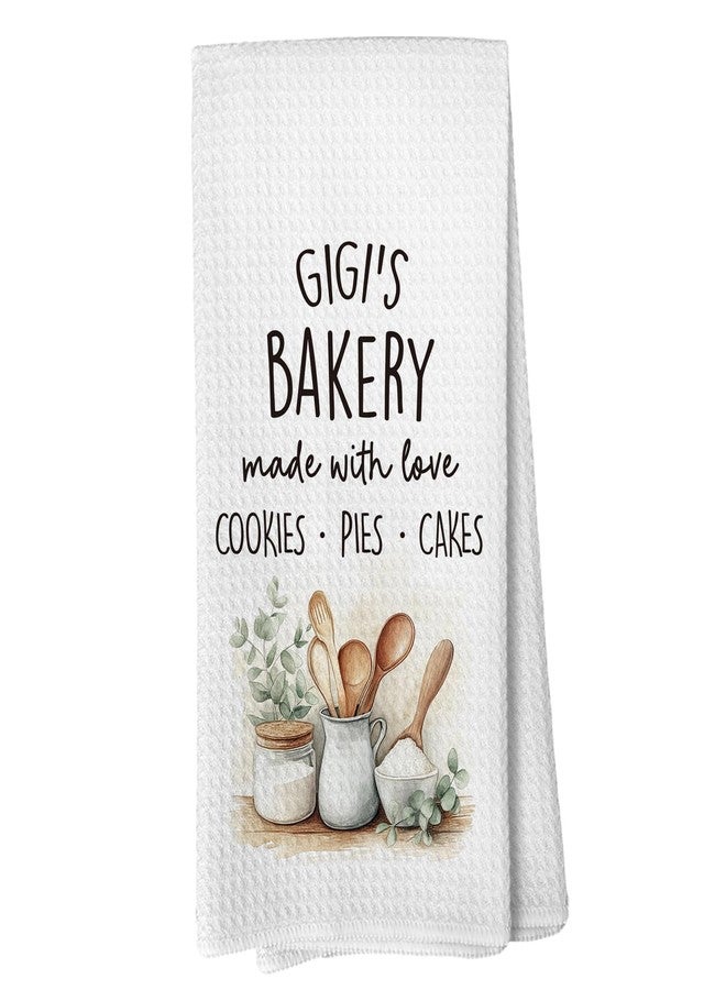 Liosei مناشف مطبخ وأطباق مزخرفة من Liosei Gigi Gifts، هدايا عيد الأم من Gigi للجدة، مناشف تجفيف يدوية مصنوعة بحب من مخبز Gigi's Bakery لتزيين الحمام والمطبخ، مقاس 16×24 بوصة - Image 1