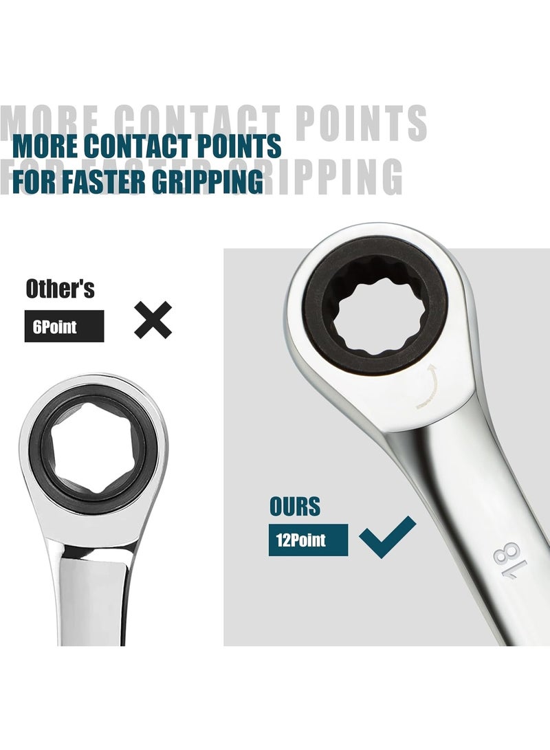 SORAKO Ratchet Spanner 18 mm, Combination Spanner Fixed Head Ratchet Spanner Combination Wrench - Image 4