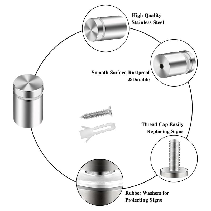 anpiwshjo Standoff Screws, Sign Standoffs, Standoff Screws for Acrylic, Advertising Standoff Mount Metal, Sign Mounting Hardware, Sign Standoff Screws, Spacers & Standoffs, Stand Off Wall Mounts(0.47x0.75 in) - Image 3