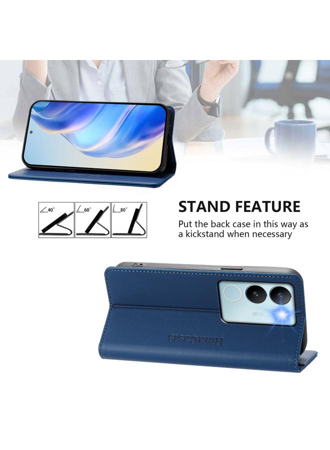 erorex Case For vivo V29 5G Global / V29 Pro RC01 Dual-Folded Magnetic Suction RFID Leather Phone Case - Image 4