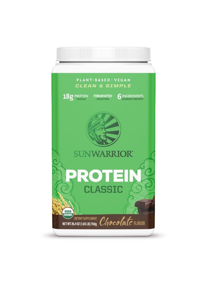 Sunwarrior Classic Clean And Simple  Plantbased  Ketofriendly Vegan Organic Protein Powder Chocolate 750 G 
