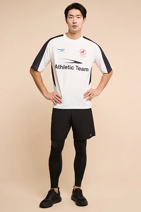 أر أند بي Printed Active T-Shirt with Crew Neck and Short Sleeves