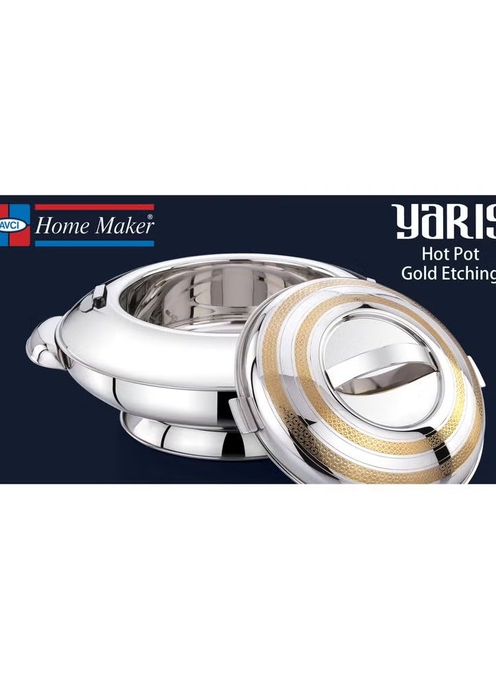 Homemaker Yaris Hotpot 7500ml – Premium Stainless Steel Casserole with Unique Locking Lid, Gold Etching & Silver Finish – Superior Heat Retention – Dishwasher Safe - Image 3