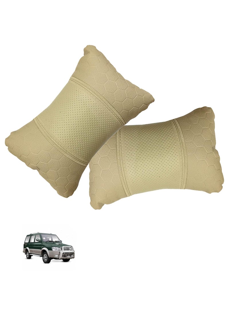 Adroitz Adroitz Car Neck Rest Football Design Beige PillowCushion Set of 2 for Rhino_PR314  - Image 1