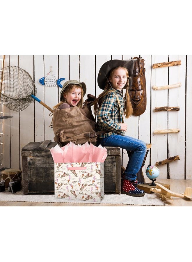 Linelglobal Large Cowgirl Gift Bag with Tissue Ppaer for Women Girl Birthday Western Theme Party Rodeo Stuffer 12.6" - Image 4