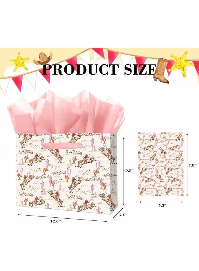 Linelglobal Large Cowgirl Gift Bag with Tissue Ppaer for Women Girl Birthday Western Theme Party Rodeo Stuffer 12.6" - Image 2