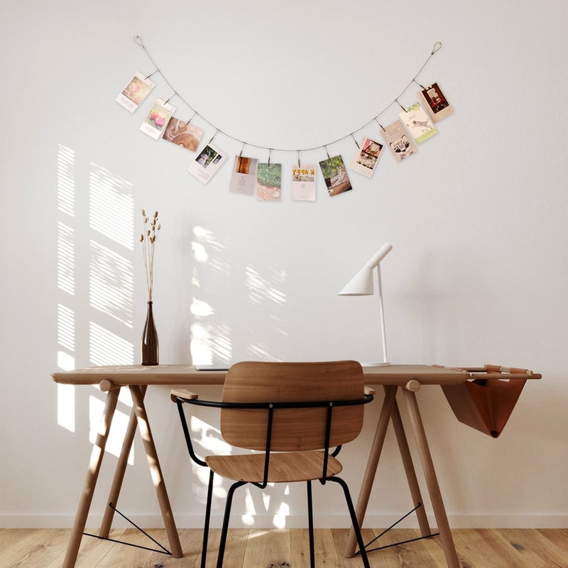 TFu Multi-Purpose Steel Wall Hanging Photo Display Cable Wire Rod String with 12 Clips for Hanging Photos Notes and Artworks (Alligator clip) - Image 5