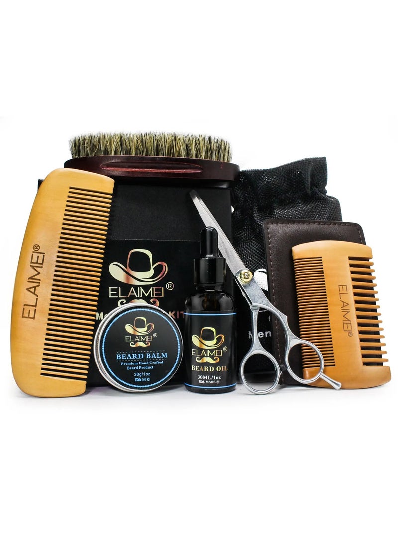 Elaimei - Beard Straightener Grooming Kit for Men, Beard Growth Oil & Balm, Beard Brush & Comb, Scissors, Great Gift Idea for Men's - Image 1