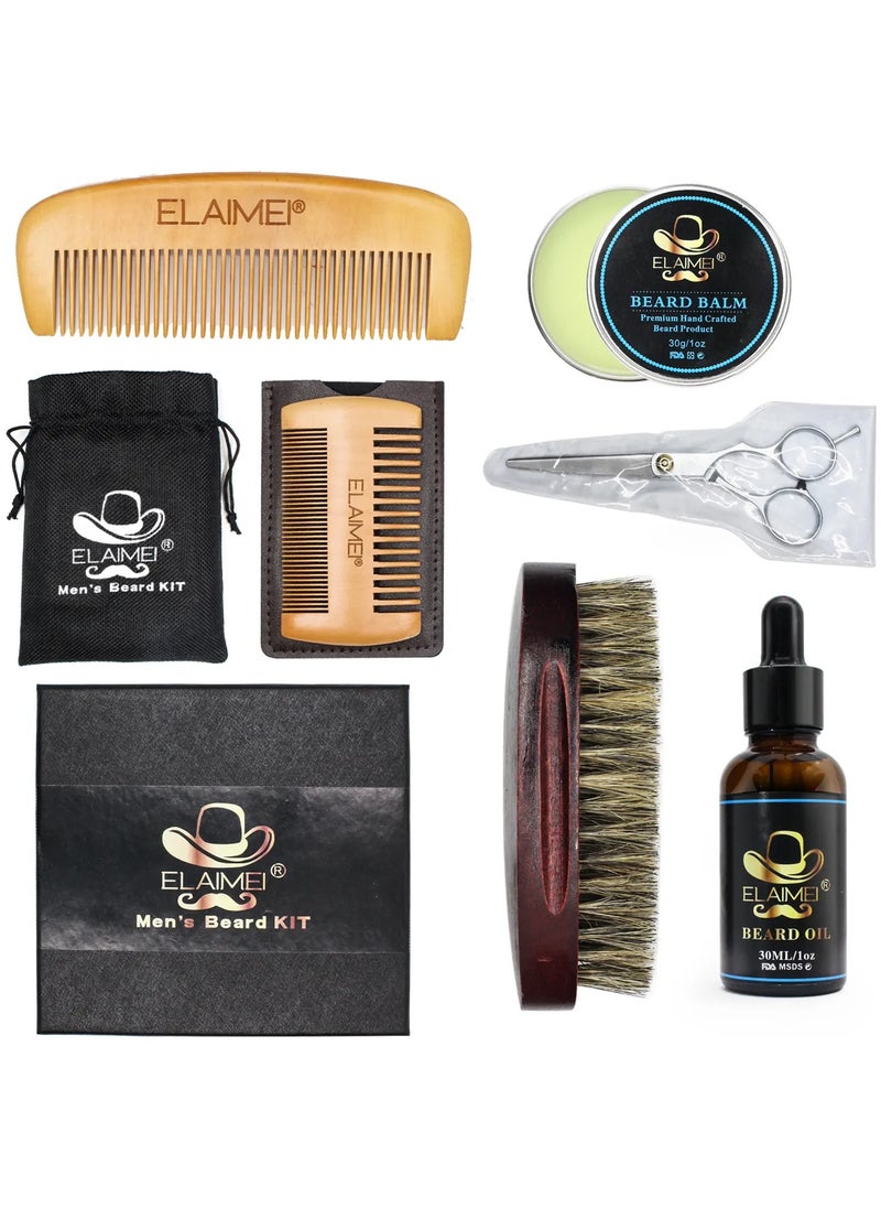 Elaimei - Beard Straightener Grooming Kit for Men, Beard Growth Oil & Balm, Beard Brush & Comb, Scissors, Great Gift Idea for Men's - Image 1
