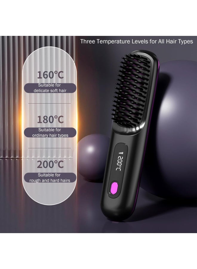 M.A&F's Cordless Hair Straightener Brush – 20s Fast Heat, 3 Temp Levels, Ionic Anti-Frizz, Mini Portable Design for Travel & On-the-Go Touch-Ups, MCH Ceramic (White) - Image 3