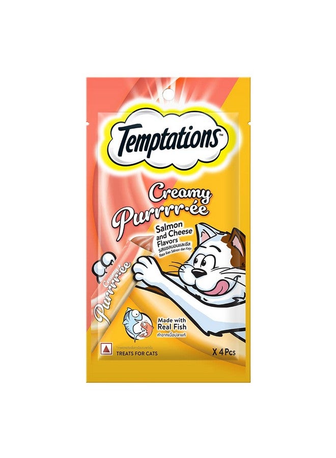 Temptations Creamy Purrrr-Ée, Salmon & Cheese Flavour 48G (4 Pieces), Adult, Cats - Image 1