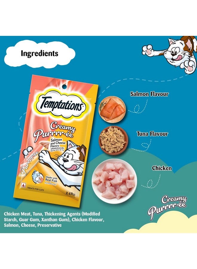 Temptations Creamy Purrrr-Ée, Salmon & Cheese Flavour 48G (4 Pieces), Adult, Cats - Image 3