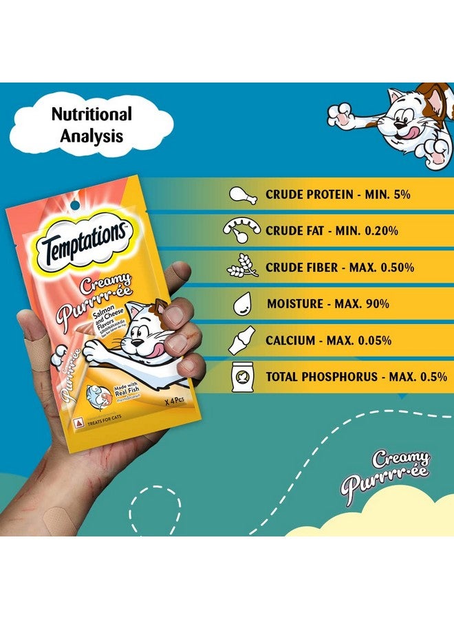 Temptations Creamy Purrrr-Ée, Salmon & Cheese Flavour 48G (4 Pieces), Adult, Cats - Image 5