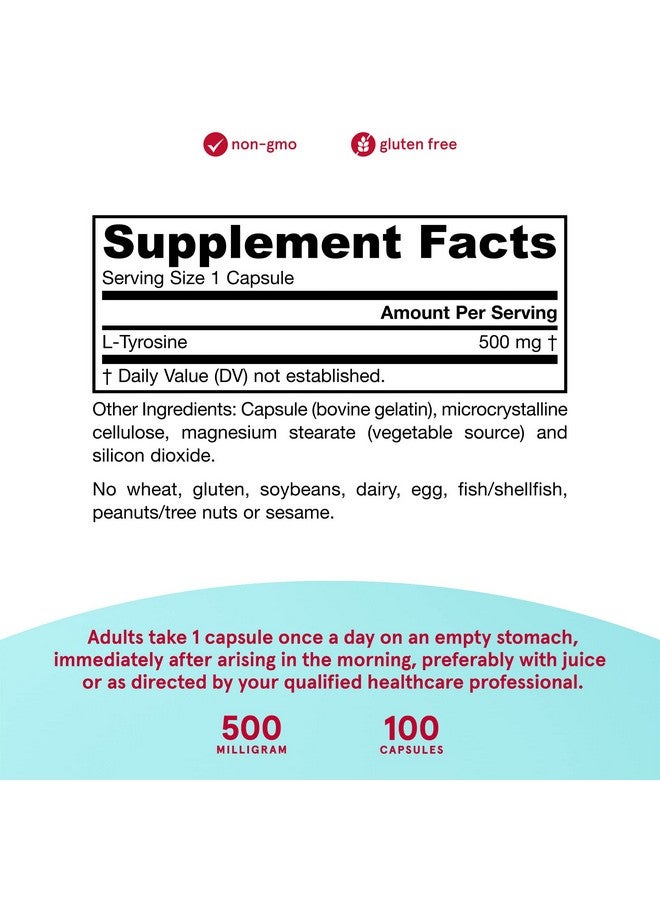 jarrow formulas Ltyrosine 500 Mg Supports Brain Function Brain Neurotransmitter Precursor Free Form Amino Acid Contains Pure Crystalline Ltyrosine 100 Capsules - Image 5