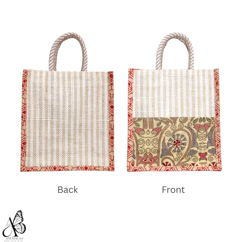 Anumala® Handmade Kalamkari Jute Bag|With Zipper and Artistry with Traditional Indian Craftsmanship for a Sustainable| Unique Fashion Statemen for Multi Purpose. (10x5x11) inches. (2) - Image 4