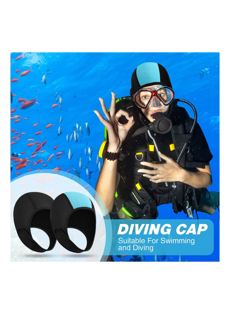 SYOSI Neoprene Diving Hood Thermal, 2 Pcs 2.5mm Wetsuit Hood Cap Swim Caps with Chin Straps Snorkeling Neoprene Surf Beanie, for Men Women Sailing Water Sports - Image 3