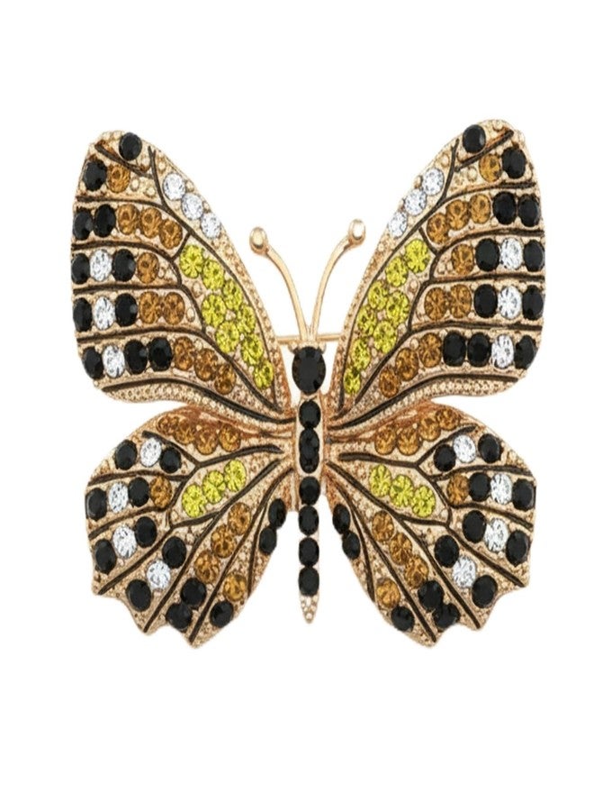 VAMA FASHIONS Sparkling Multicolor Butterfly Brooch Pin Glittery Lapel Pin Sarees Dresses Blazers Coats Jewelry for Women - Image 1