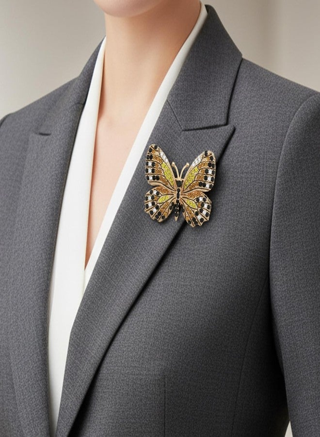 VAMA FASHIONS Sparkling Multicolor Butterfly Brooch Pin Glittery Lapel Pin Sarees Dresses Blazers Coats Jewelry for Women - Image 2