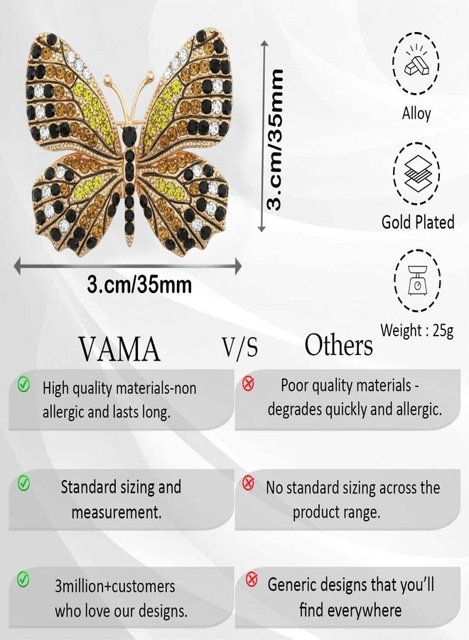VAMA FASHIONS Sparkling Multicolor Butterfly Brooch Pin Glittery Lapel Pin Sarees Dresses Blazers Coats Jewelry for Women - Image 3