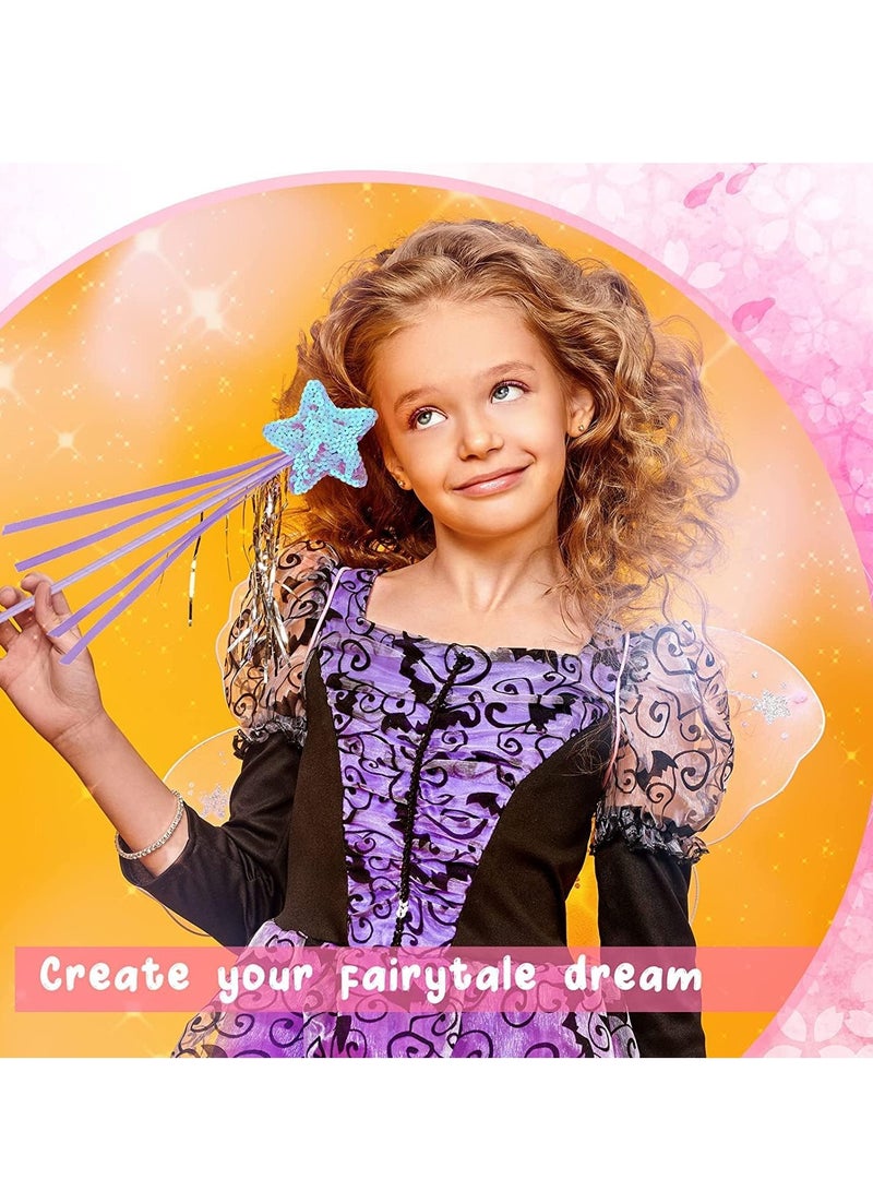 SYOSI 12 Pieces Fairy Wands Kit Star Wands Glitter Star a ngel Fairy Wands Sticks bu tterfly and Star Princess Wands with Ribbons Props for Birthday Wedding Party Cosplay Favors Role Play Toys - Image 2