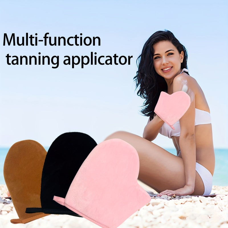 3pcs Brown Self Tanning Kit with Back Applicator and Gloves for Face Body - Image 4