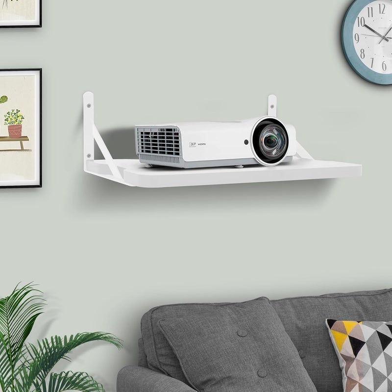 BEARUT White Small Mini Projector ShelfProjector Wall Mount Floating ShelfRouter ShelfModem Cable Box ShelfProjector Rack HolderProjector Mount by MDF - Image 4