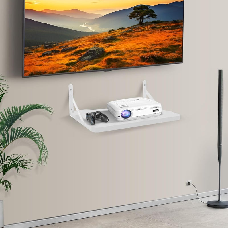 BEARUT White Small Mini Projector ShelfProjector Wall Mount Floating ShelfRouter ShelfModem Cable Box ShelfProjector Rack HolderProjector Mount by MDF - Image 2