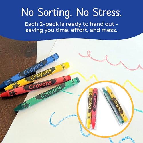 CrayonKing 500 Sets of 2-Packs (1,000 Bulk Crayons) – Non-Toxic, Pre-Wrapped Crayons for Restaurants, Parties, Classrooms, and Events – Kid-Safe, Assorted Colors, Easy to Distribute - Image 5