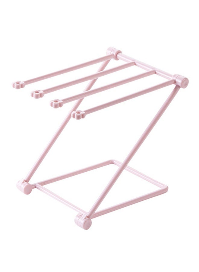 حامل مناشف قابل للطي - رف مناشف عمودي للمطبخ والحمام، تصميم بلاستيكي خفيف يحافظ على الملابس جافة ومنظمة، اللون وردي فاتح - Image 1