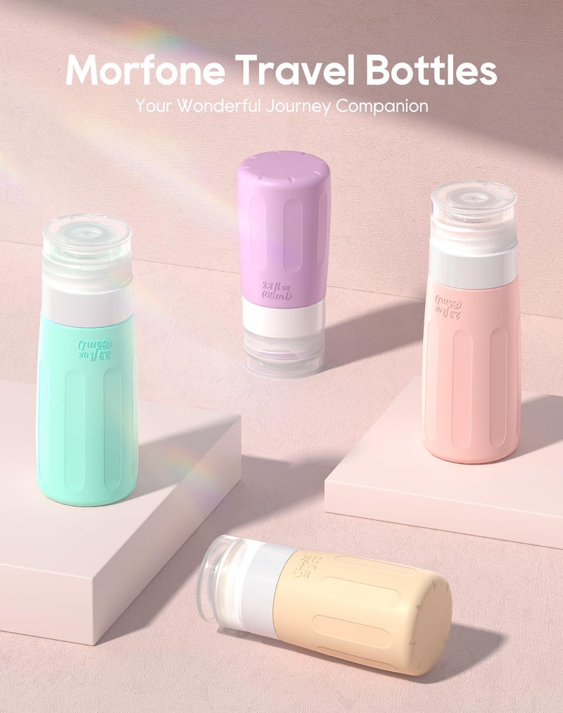 Morfone 16 Pack Travel Bottles Set for Toiletries, TSA Approved Travel Containers Leak Proof Silicone Squeezable Travel Accessories 2oz 3oz for Shampoo Conditioner Lotion Body Wash (BPA Free) - Image 2