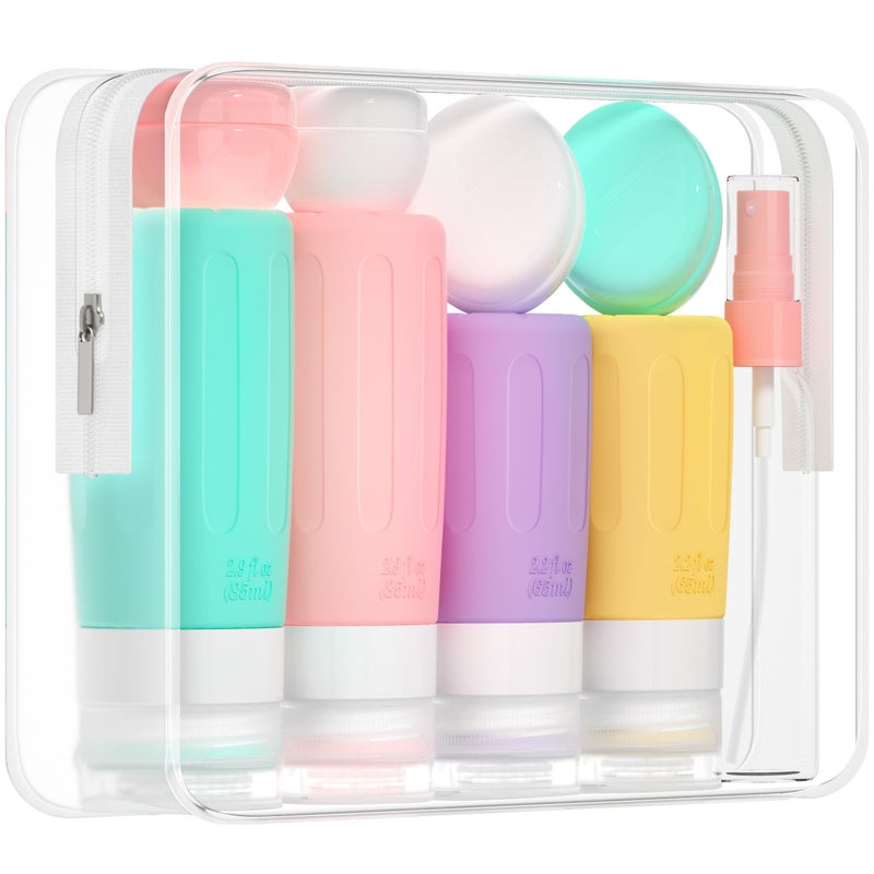 Morfone 16 Pack Travel Bottles Set for Toiletries, TSA Approved Travel Containers Leak Proof Silicone Squeezable Travel Accessories 2oz 3oz for Shampoo Conditioner Lotion Body Wash (BPA Free) - Image 1
