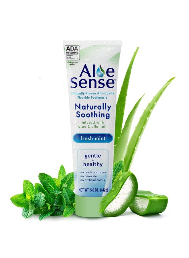 AloeSense Fluoride Toothpaste, Naturally Soothing Toothpaste Sensitive Teeth and Gum Care with Aloe Vera, Allantoin & Fresh Mint Flavor, Gentle & Natural Toothpaste, ADA Approved (5-oz, 1 Count) - Image 1