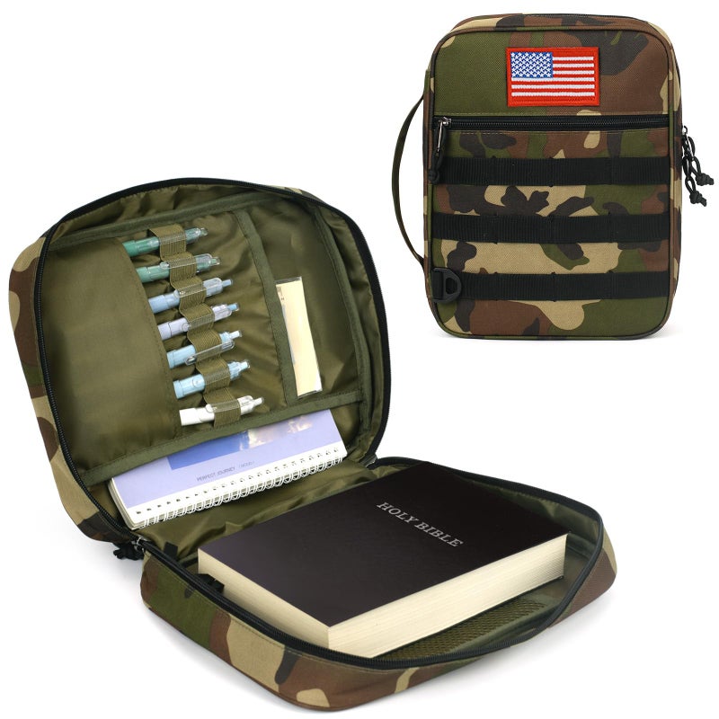 ATRIPACK Tactical Bible Cover For MenLarge Bible Case With Shoulder StrapWaterResistant Book cover With HandleMultiFunctional Carrying Bible Holder Bag For ChurchStudySpiritual - Image 2