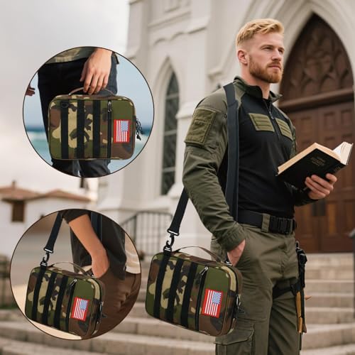 ATRIPACK Tactical Bible Cover For MenLarge Bible Case With Shoulder StrapWaterResistant Book cover With HandleMultiFunctional Carrying Bible Holder Bag For ChurchStudySpiritual - Image 3