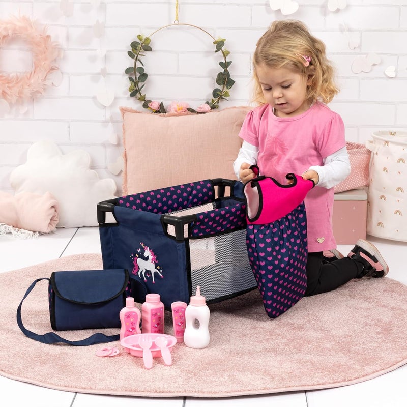 Bayer Design 61754AC Doll Accessories, baby doll bed, bag, sleeping bag, care set, bottle, dummy - Image 3
