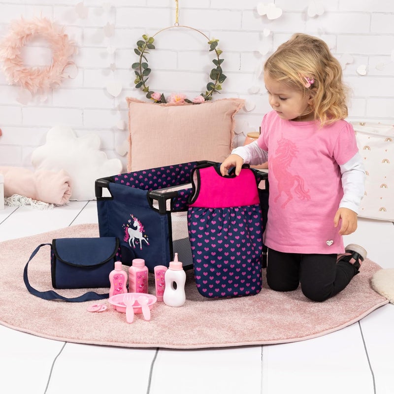 Bayer Design 61754AC Doll Accessories, baby doll bed, bag, sleeping bag, care set, bottle, dummy - Image 2