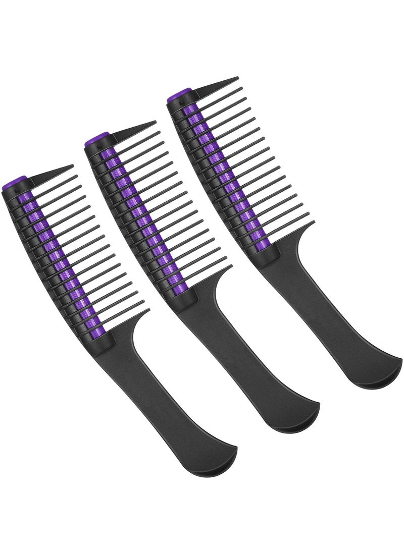 Leinuosen 3 Packs Hair Comb Comb with Roller Detangling Comb with Roller Integrated Roller Hair Comb Anti Splicing Comb for Salon Barber Hair Dye Black Purple 