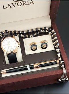 Laforea watch gift set for men consisting of 4 pieces, a rosary watch, a pen and a set of buttons