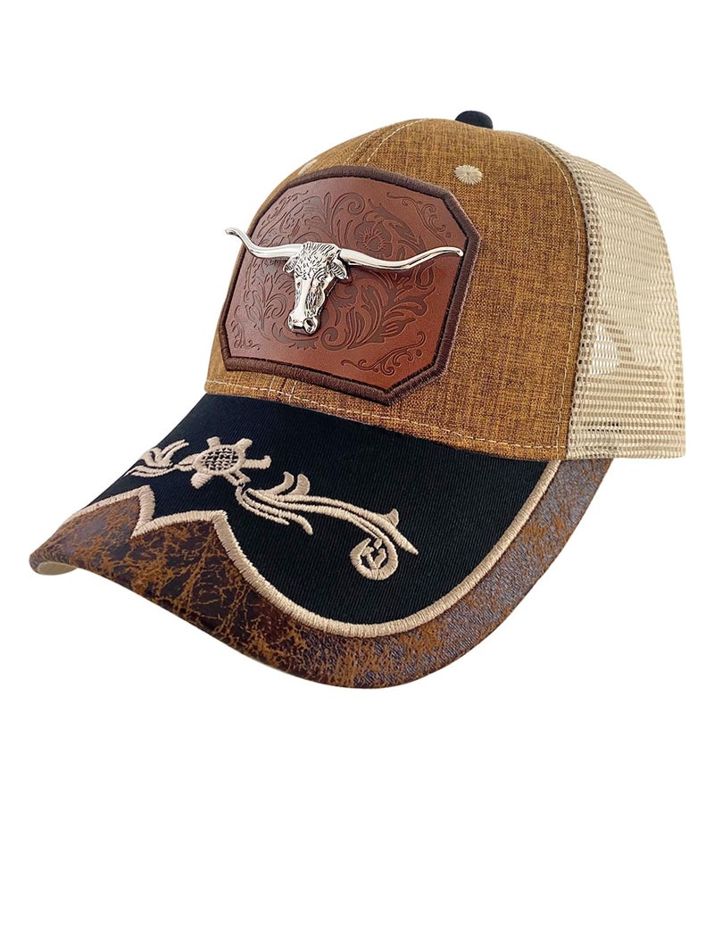 TOPACC Brown Cowboy Trucker Hat for Women Men Longhorn Vintage Western Country Hat Cute Cap for Cowgirl Outfit - Image 1