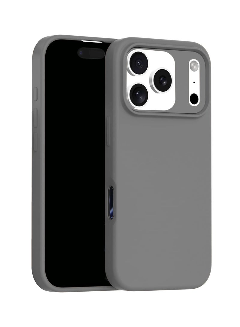 راكسوم غطاء حماية من السيليكون السائل الناعم لهاتف Apple iPhone 17 Pro 5G (2025) - غطاء حماية نحيف مقاوم للصدمات مع بطانة من الألياف الدقيقة المضادة للخدش ولمسة نهائية ناعمة غير لامعة - رمادي (MCRPSN) - Image 1