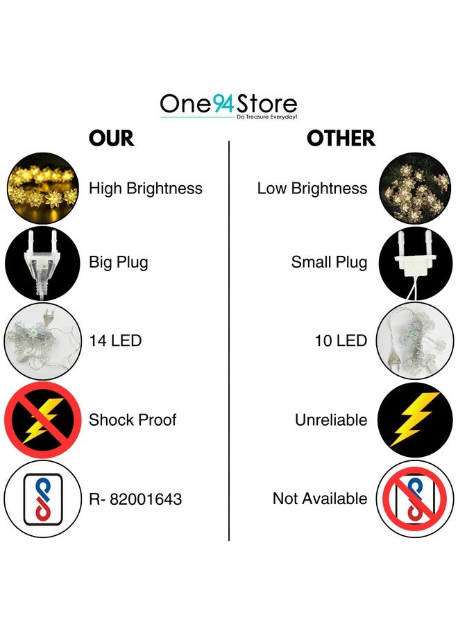 One94Store Double Silicone Flower String Light 14 LED 3 Meter Lotus Fairy Light for Home Decoration, Indoor Outdoor Decoration Waterproof Flower Light for Diwali, Christmas (Warm White, Plug-in) - Image 5